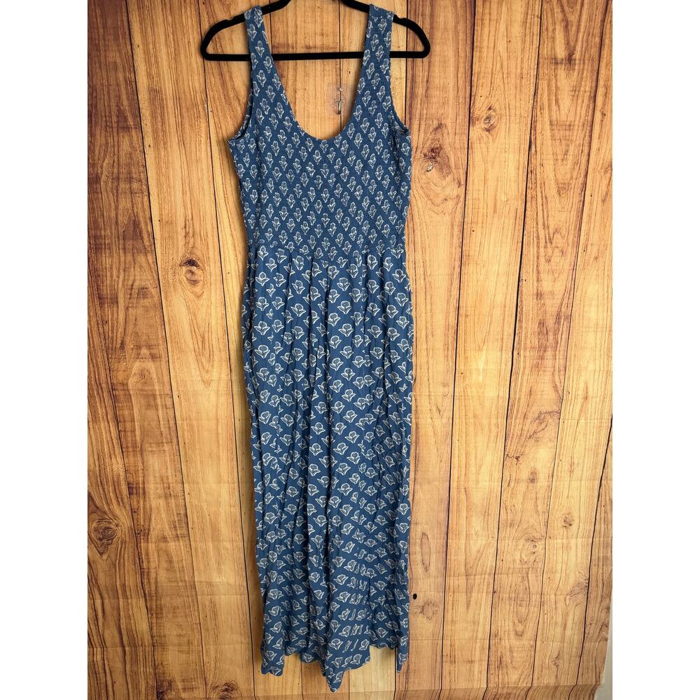 Japna One-Piece Romper Floral Dusty Blue Smocked Women's size XL